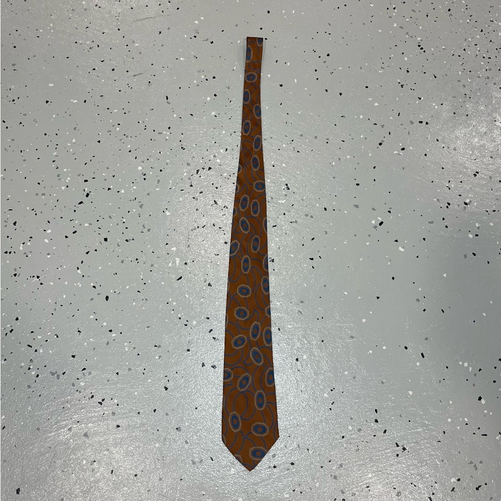 Vintage Giorgio Armani Cravatte Necktie 100% Silk Designer Abstract Brown Blue